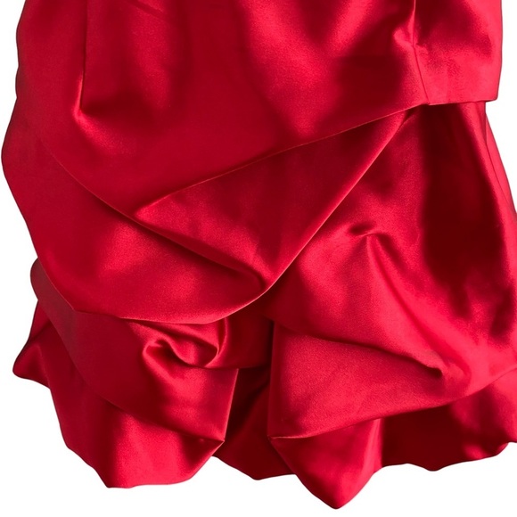 Jessica McClintock for Gunne Sax Red Bubble Dress String Crisscross Back - Picture 8 of 14